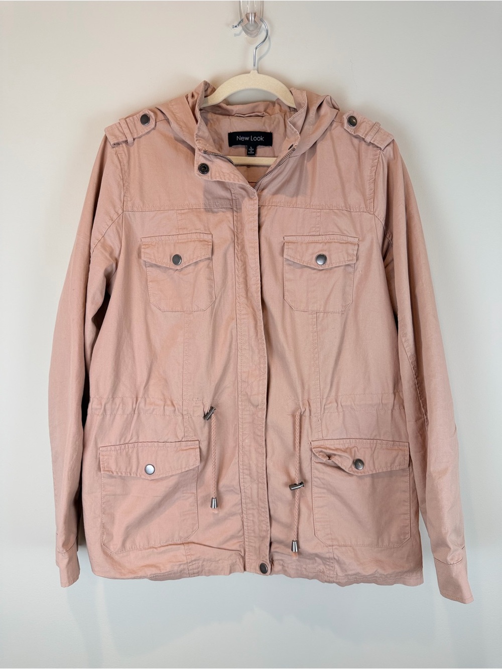 New Look Women's Dusty Pink Utility Hooded Jacket Size Large